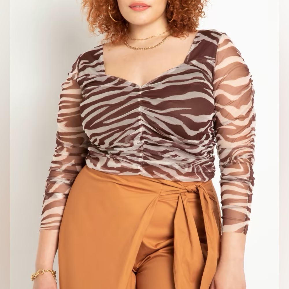 Eloquii Sophia Ruched Mesh Top NWT